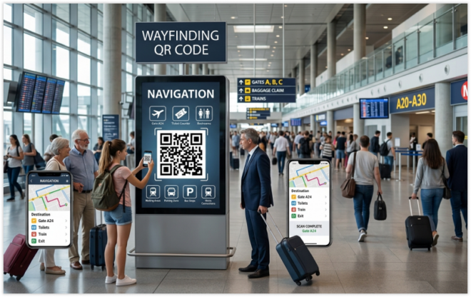 QR codes in Transportation Hubs for Schedules and Navigation - QR Meta