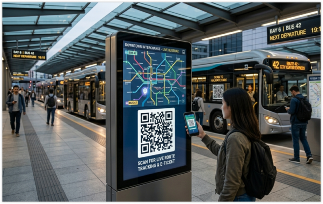 QR codes in Transportation Hubs for Schedules and Navigation - QR Meta